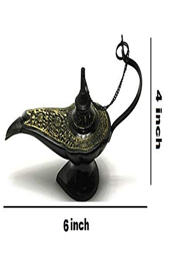 Skywalk Brass Alladin Chirag Lamp, (6 inches, Black, Gold) - Image 2